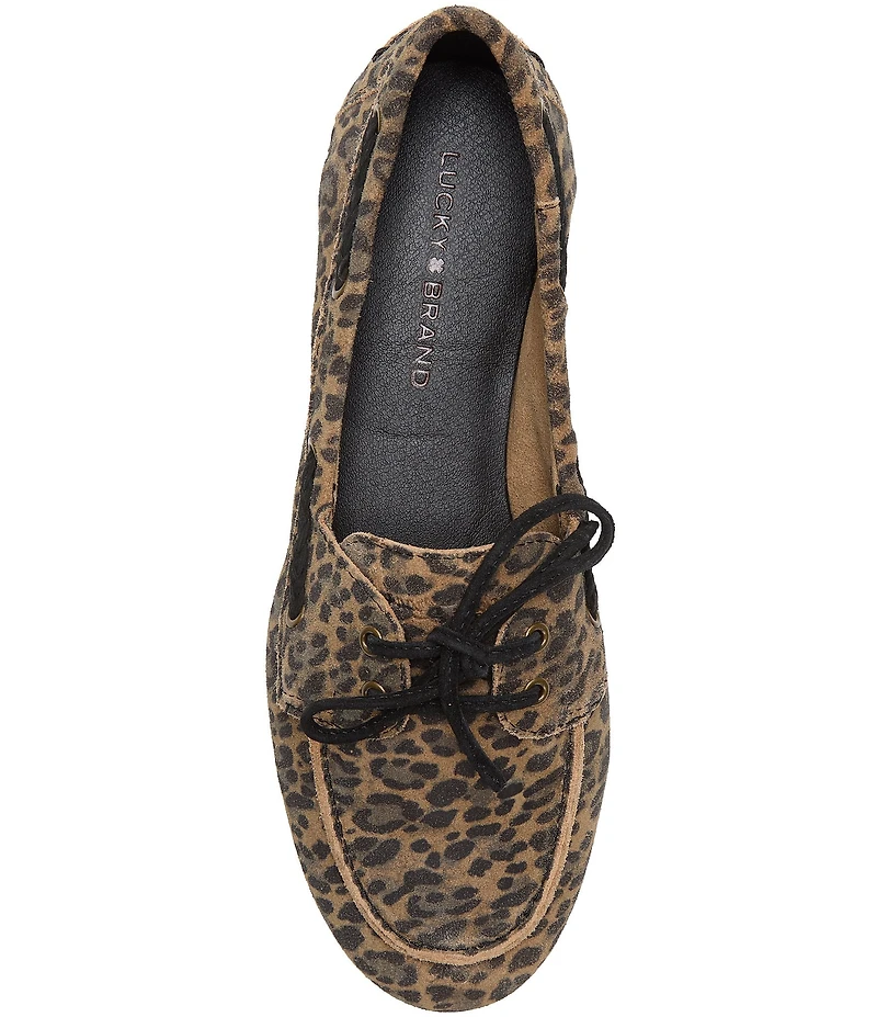 Lucky Brand Timini Leopard Print Suede Boat Shoes
