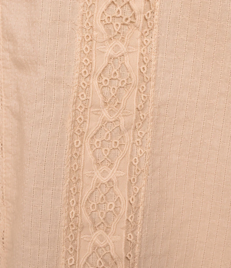 Lucky Brand V-Neck Short Sleeve Lace Peasant Blouse