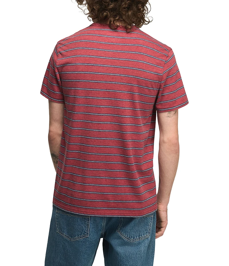 Lucky Brand Venice Short Sleeve Striped Notch Collar Tee