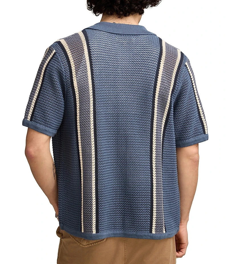 Lucky Brand Vertical Stripe Short Sleeve Polo Sweater