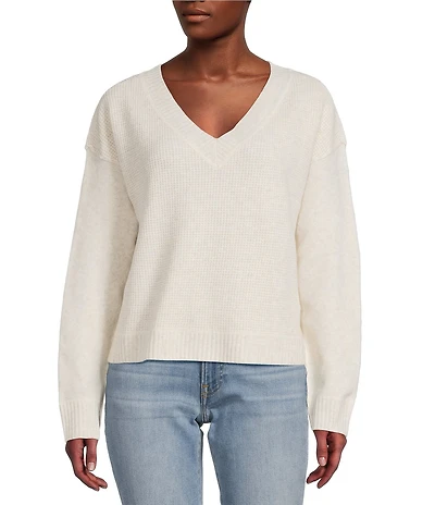 Lucky Brand Bamboo Waffle V-Neck Long Sleeve Top