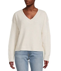 Lucky Brand Bamboo Waffle V-Neck Long Sleeve Top