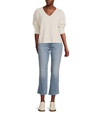 Lucky Brand Bamboo Waffle V-Neck Long Sleeve Top