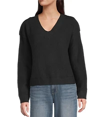 Lucky Brand Bamboo Waffle V-Neck Long Sleeve Top