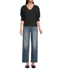 Lucky Brand Bamboo Waffle V-Neck Long Sleeve Top