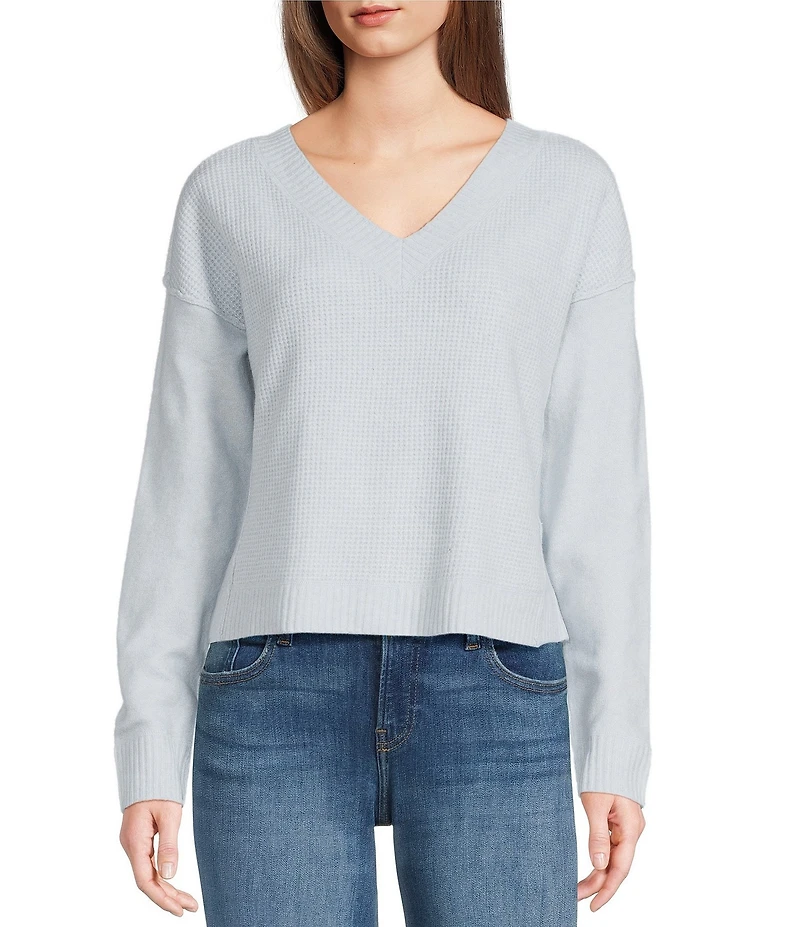 Lucky Brand Bamboo Waffle V-Neck Long Sleeve Top