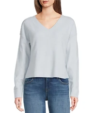 Lucky Brand Bamboo Waffle V-Neck Long Sleeve Top