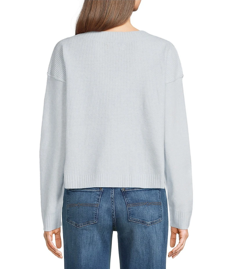 Lucky Brand Bamboo Waffle V-Neck Long Sleeve Top