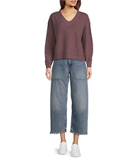 Lucky Brand Bamboo Waffle V-Neck Long Sleeve Top