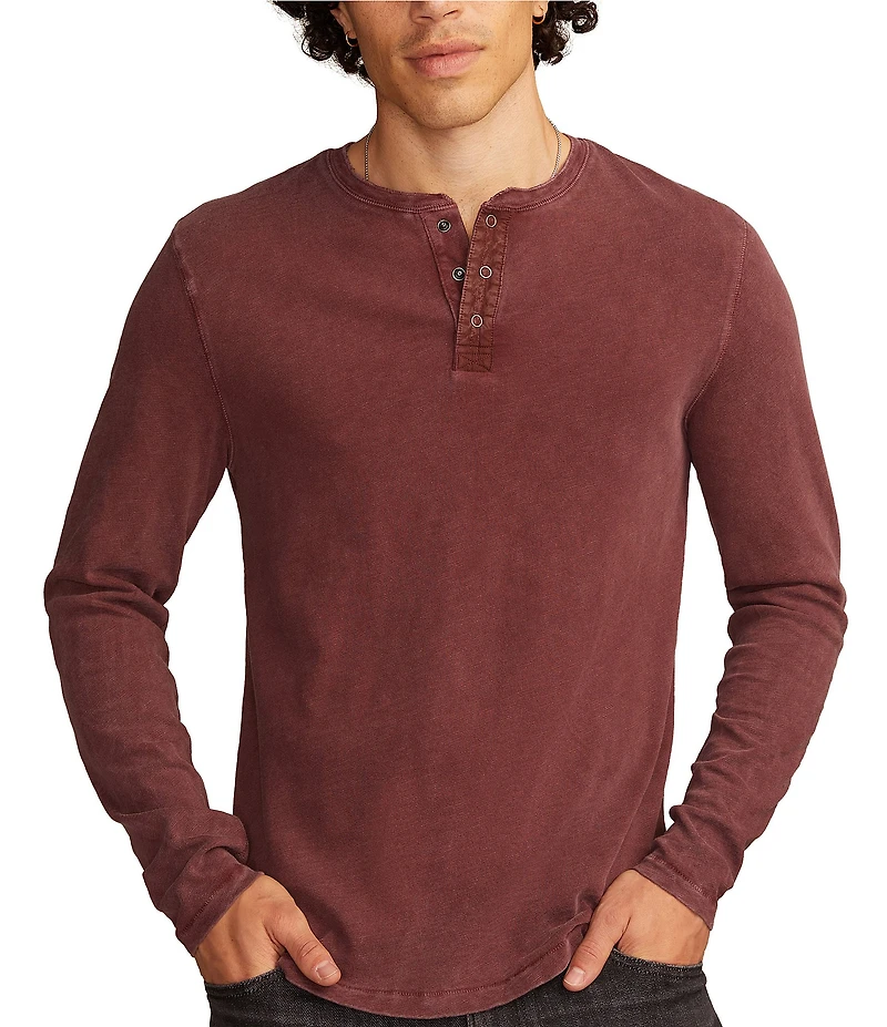 Lucky Brand Weekend Henley Neck Long Sleeve Slub Jersey T-Shirt