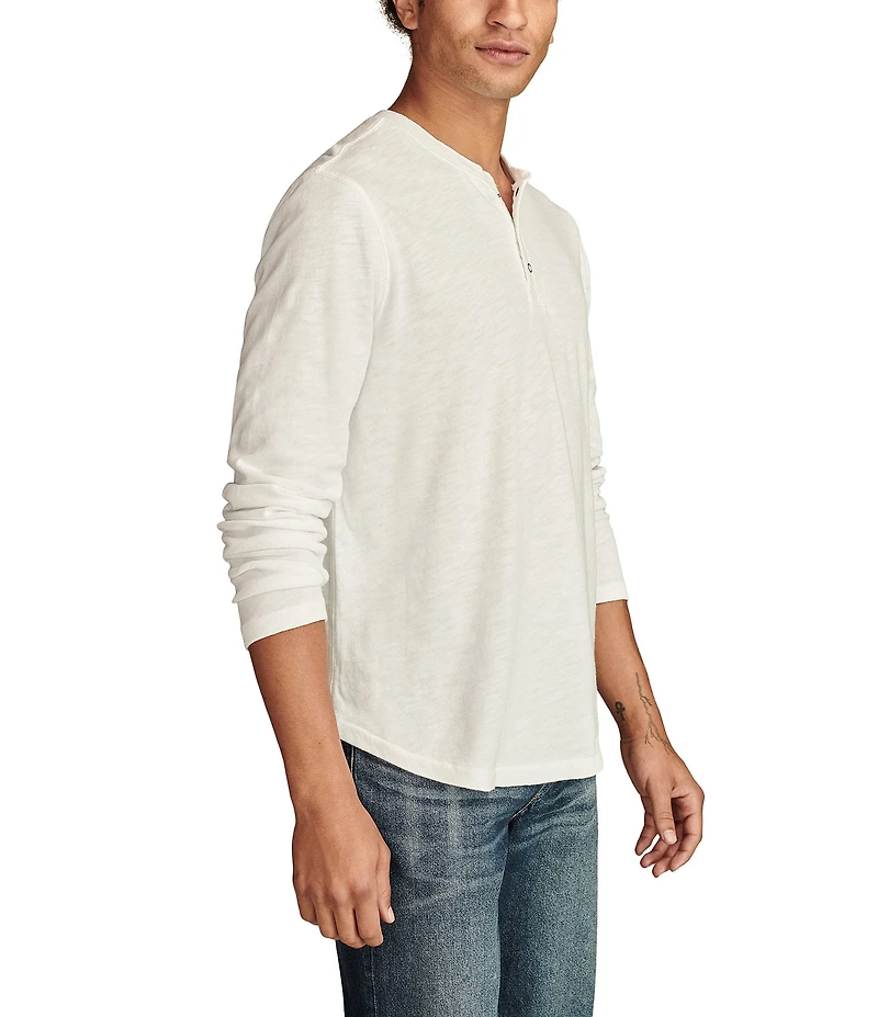 Lucky Brand Weekend Henley Neck Long Sleeve Slub Jersey T-Shirt
