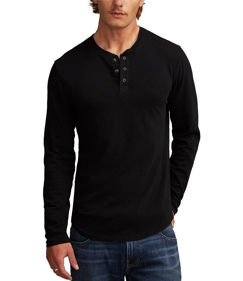 Lucky Brand Weekend Henley Neck Long Sleeve Slub Jersey T-Shirt