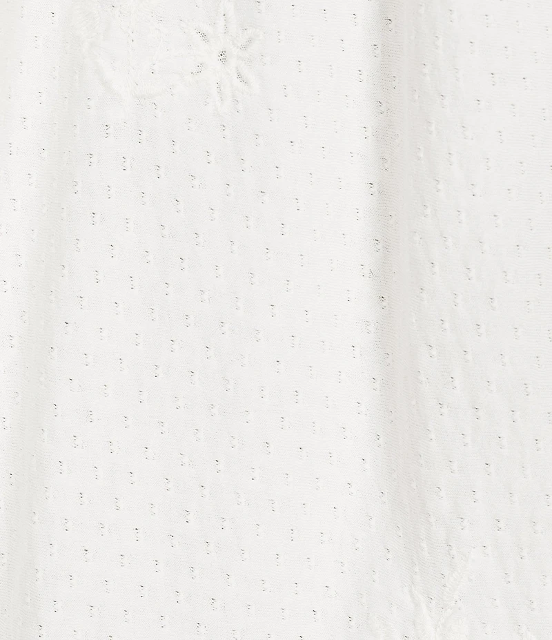 Lucky Brand Woven Split V-Neck Short Sleeve Tee