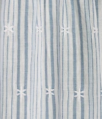 Lucky Brand Woven Stripe Lace Round Neck Cap Sleeve Top