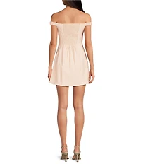 Lucy Paris 3D Primrose Off-The-Shoulder Mini Sheath Dress