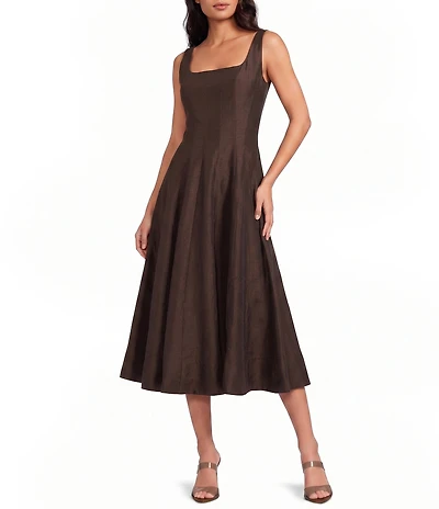 Lucy Paris Alain Panel Square Neck Sleeveless A-Line Midi Dress