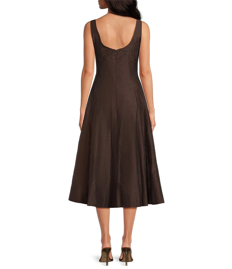 Lucy Paris Alain Panel Square Neck Sleeveless A-Line Midi Dress