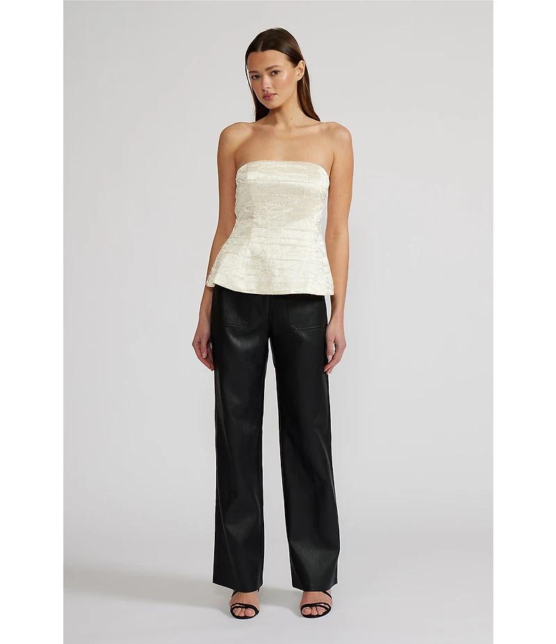 Lucy Paris Amy Woven Strapless Peplum Top