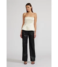 Lucy Paris Amy Woven Strapless Peplum Top