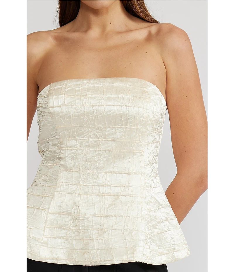 Lucy Paris Amy Woven Strapless Peplum Top