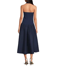 Lucy Paris Areella Halter Neck Sleeveless Mixed Media Midi Dress