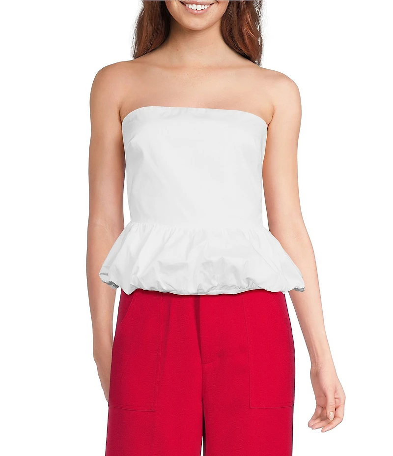 Lucy Paris Ariana Strapless Woven Peplum Top