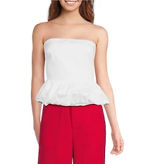 Lucy Paris Ariana Strapless Woven Peplum Top