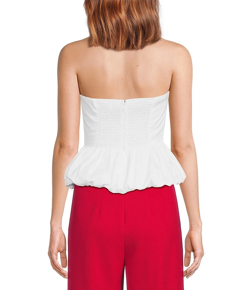 Lucy Paris Ariana Strapless Woven Peplum Top