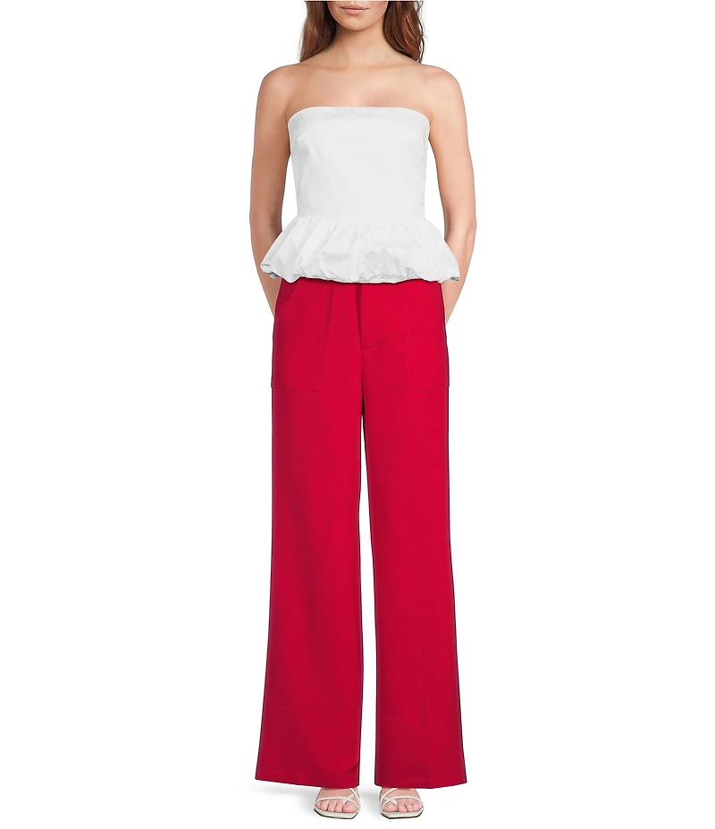 Lucy Paris Ariana Strapless Woven Peplum Top