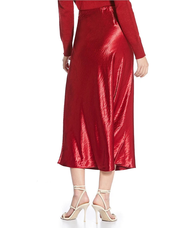 Lucy Paris Barbara Satin Midi Skirt