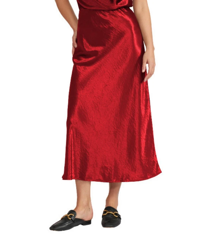 Lucy Paris Barbara Satin Midi Skirt