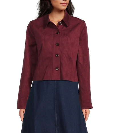 Lucy Paris Barren Faux Suede Point Collar Long Sleeve Jacket