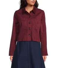 Lucy Paris Barren Faux Suede Point Collar Long Sleeve Jacket