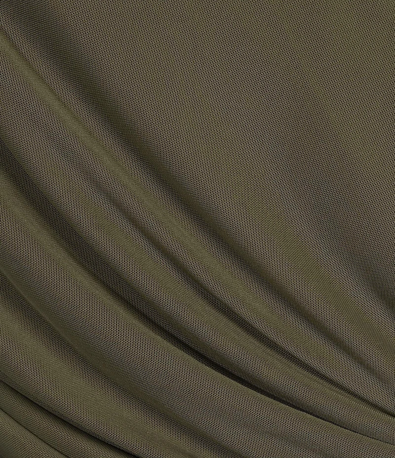 Lucy Paris Benny Asymmetrical Draped Neck Sleeveless Mesh Top