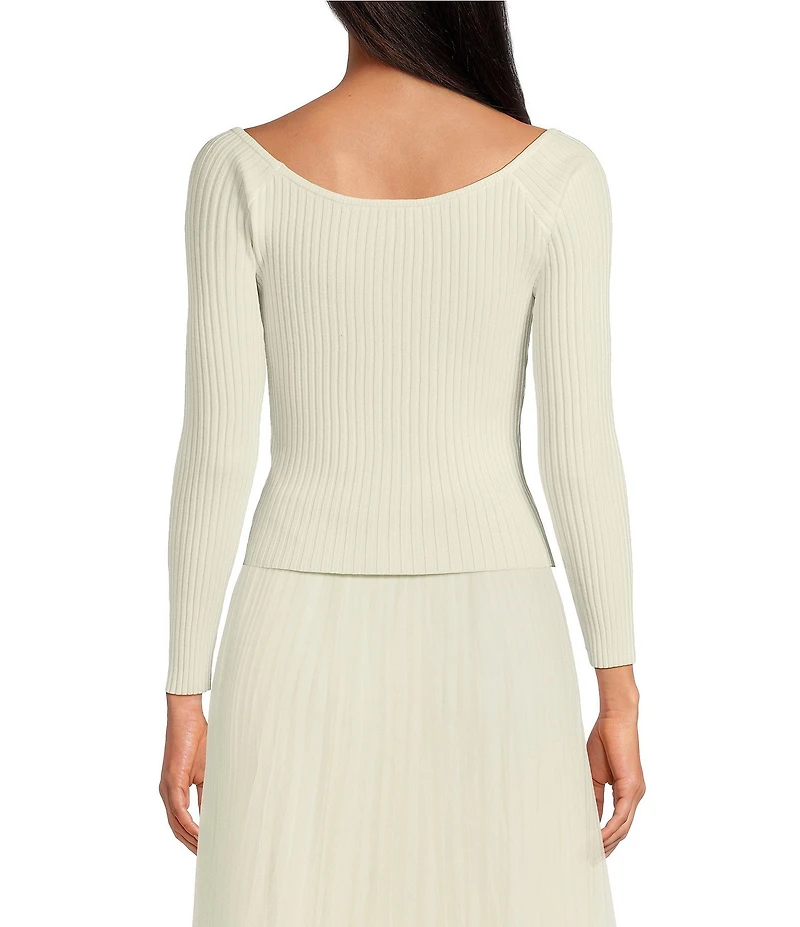 Lucy Paris Boatneck Long Sleeve Over the Shoulder Sweater