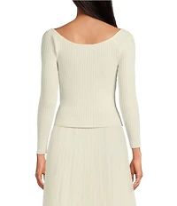 Lucy Paris Boatneck Long Sleeve Over the Shoulder Sweater