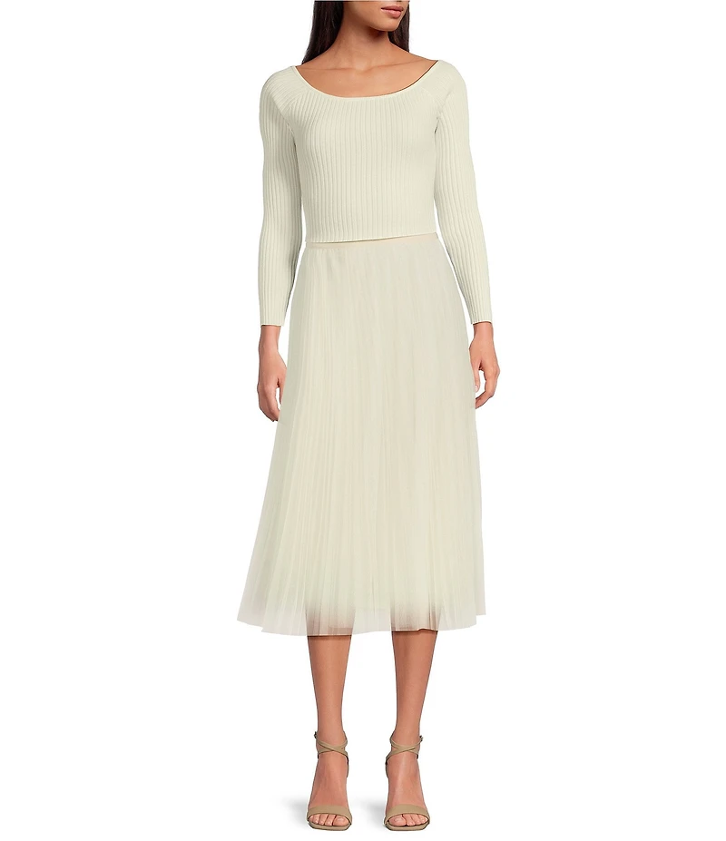 Lucy Paris Boatneck Long Sleeve Over the Shoulder Sweater