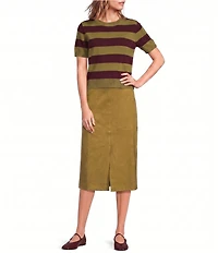 Lucy Paris Bobbie Striped Round Neck Short Sleeve Sweater Knit Top