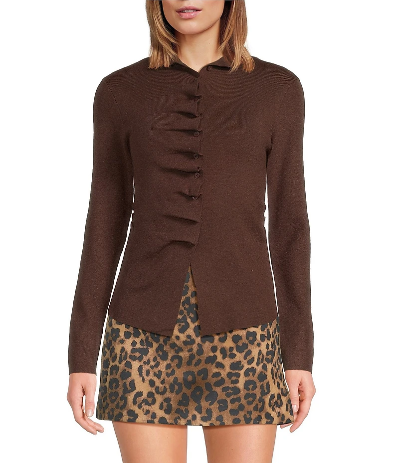 Lucy Paris Bridge Ruffle Scoop Neck Long Sleeve Sweater