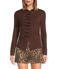 Lucy Paris Bridge Ruffle Scoop Neck Long Sleeve Sweater