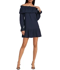 Lucy Paris Brony Off-The-Shoulder Long Sleeve Mini Dress