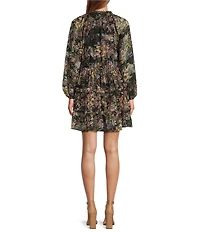 Lucy Paris Carmina Long Sleeve Chiffon V-Neck Dress