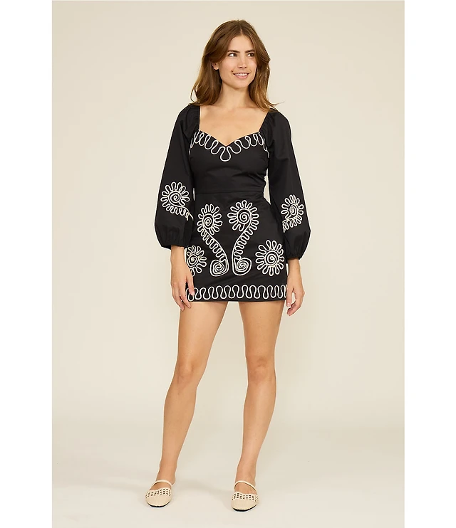 Nurture by Westbound Embroidered Long Sleeve Short Dress | Liberty Center