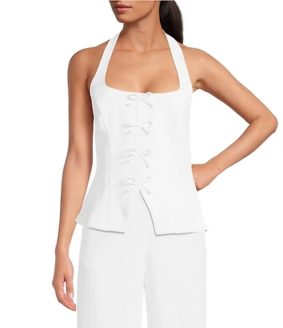 Lucy Paris Clemetine Square Neck Sleeveless Bow Front Vest