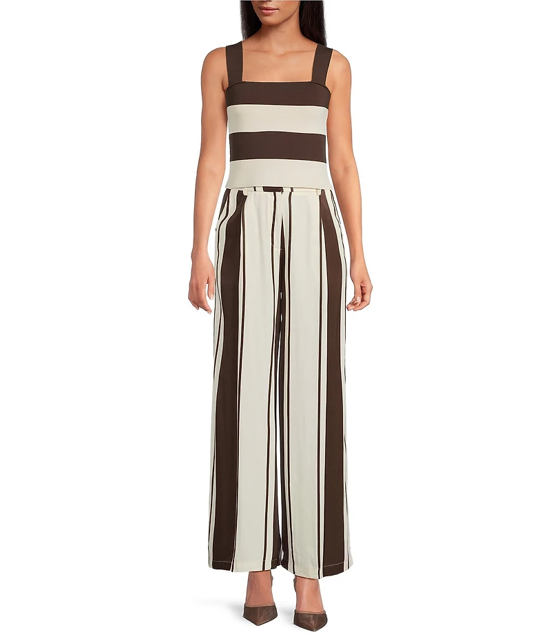 Lucy Paris Coordinating Maisy Stripe Printed Wide Leg Pants