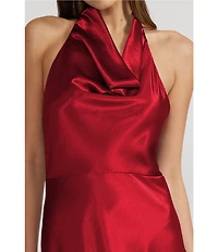 Lucy Paris Debbie Satin Halter Neck Sleeveless Chemise Midi Dress