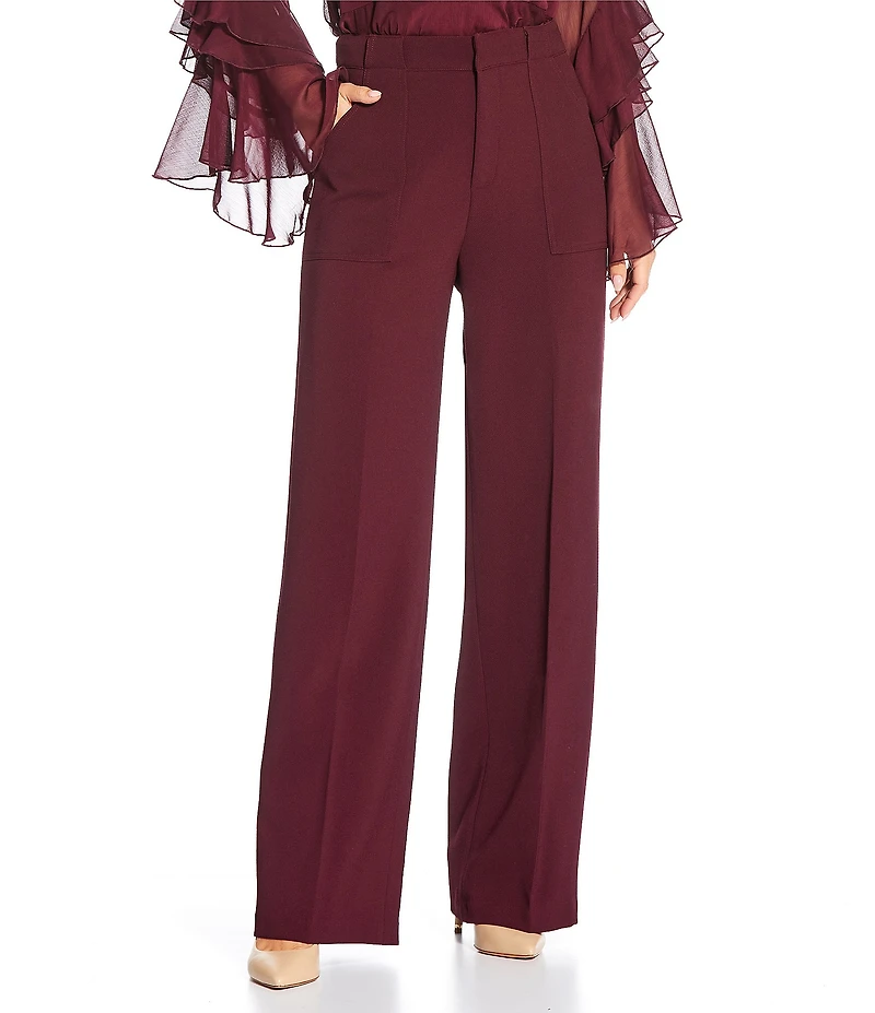 Lucy Paris Diana Flat Front Wide Leg Pocketed Pants