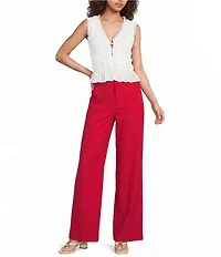 Lucy Paris Diana Flat Front Wide Leg Pocketed Pants