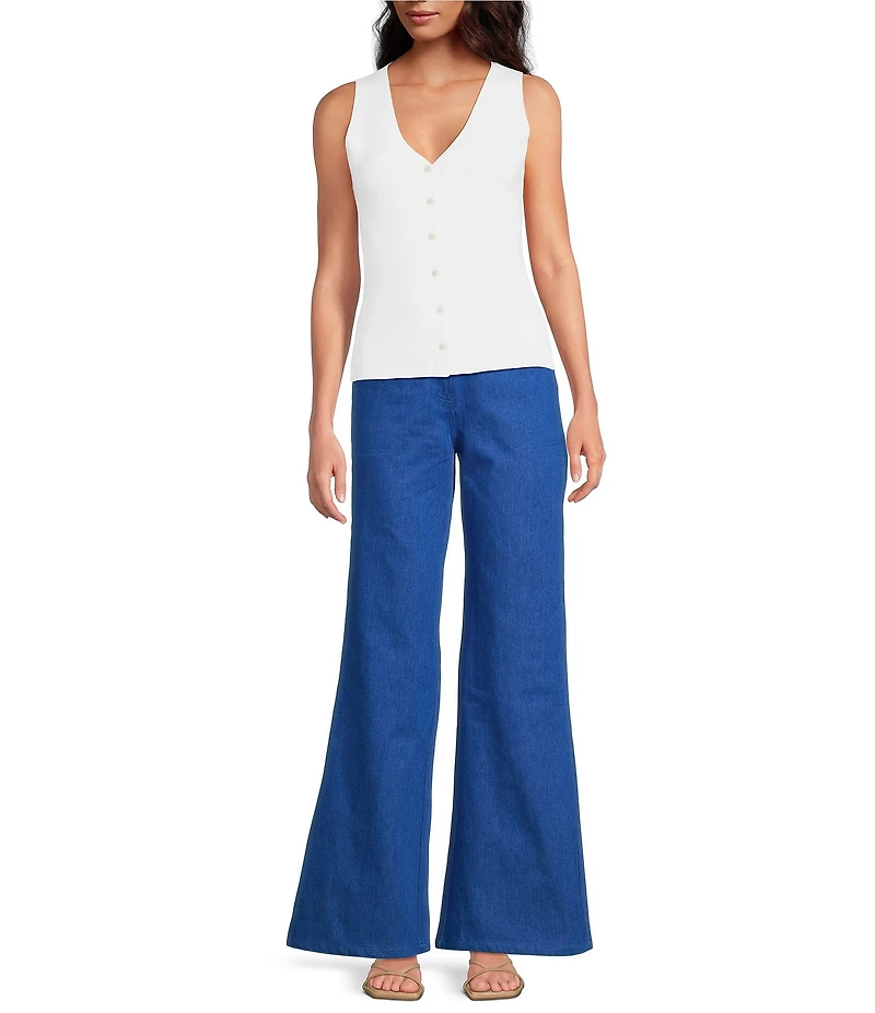 Lucy Paris Eris Knit V-Neck Sleeveless Fitted Vest