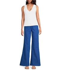 Lucy Paris Eris Knit V-Neck Sleeveless Fitted Vest